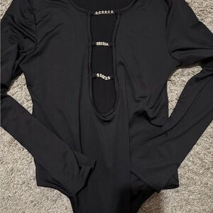 Elegant Black Long Sleeve Bodysuit